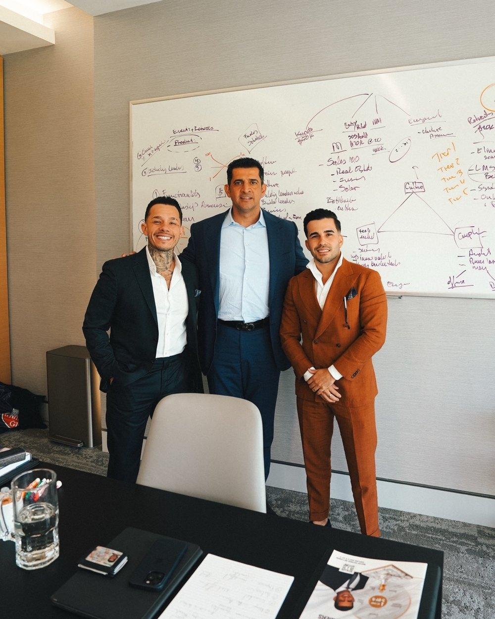 Jay Awal with Patrick Bet-David and Matt at the whiteboard